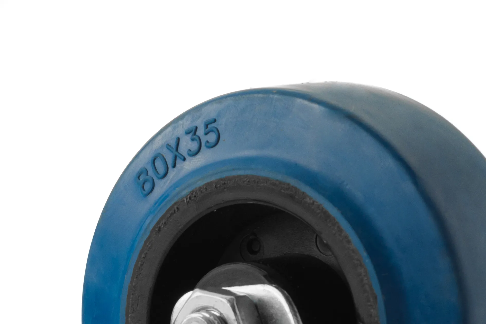 Колесо поворотное, платформенное крепление, синяя резина, диаметр 80мм - SCL 93