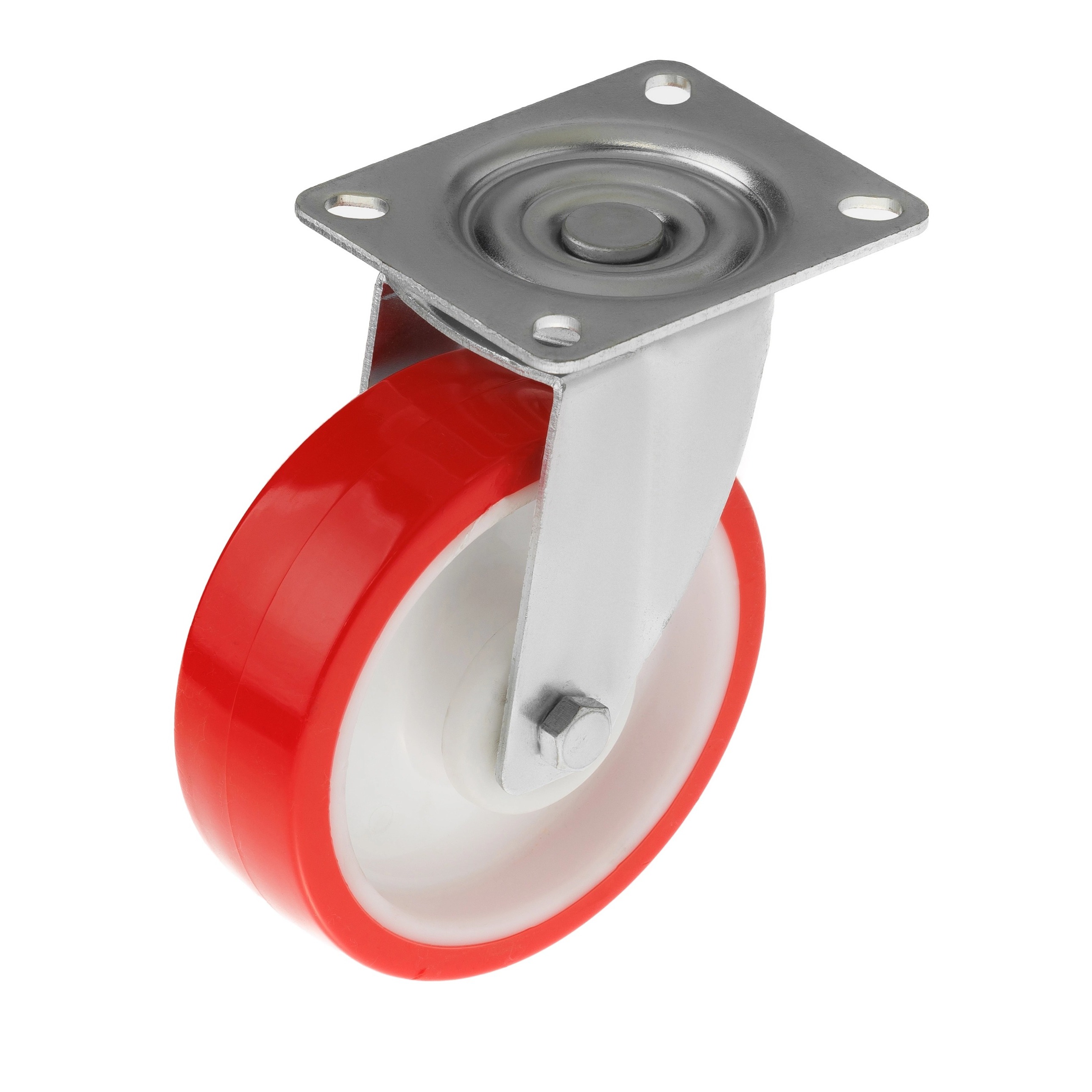 SPp 42 SS - Полиуретановое колесо 100*35 мм (нерж.сталь, площ., пов, обод PP, подш скольж.)